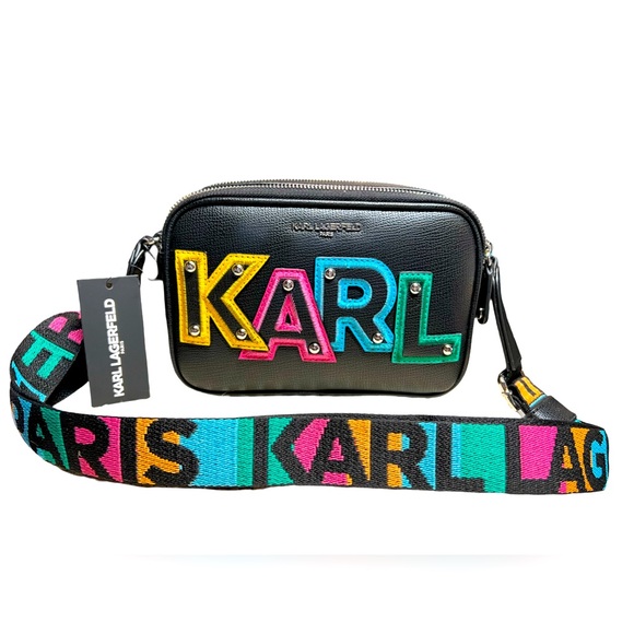 Karl Lagerfeld Paris NWT Black Small Monogram Camera Style Crossbody Bag  (P037) - Picture 4 of 12